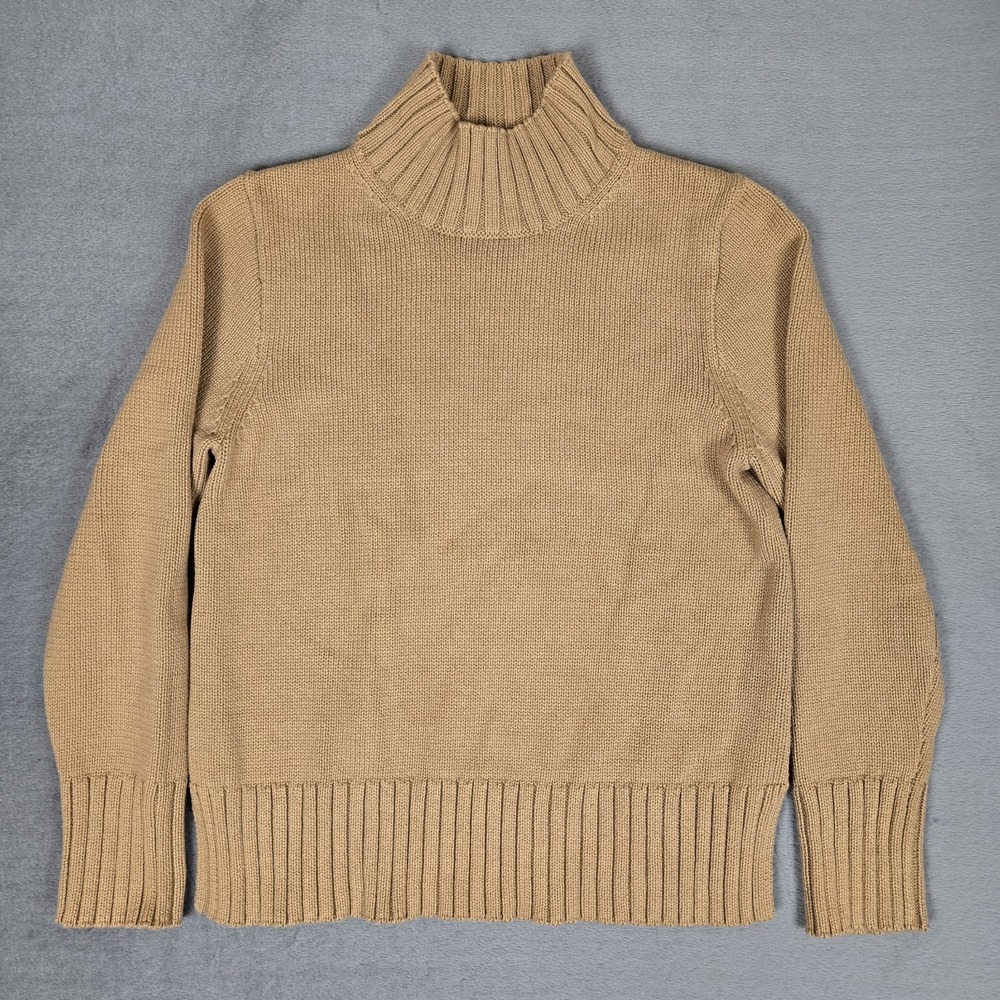 J. Crew Turtleneck Sweater Womens Medium Relaxed Fit Cotton Thick Knit Brown